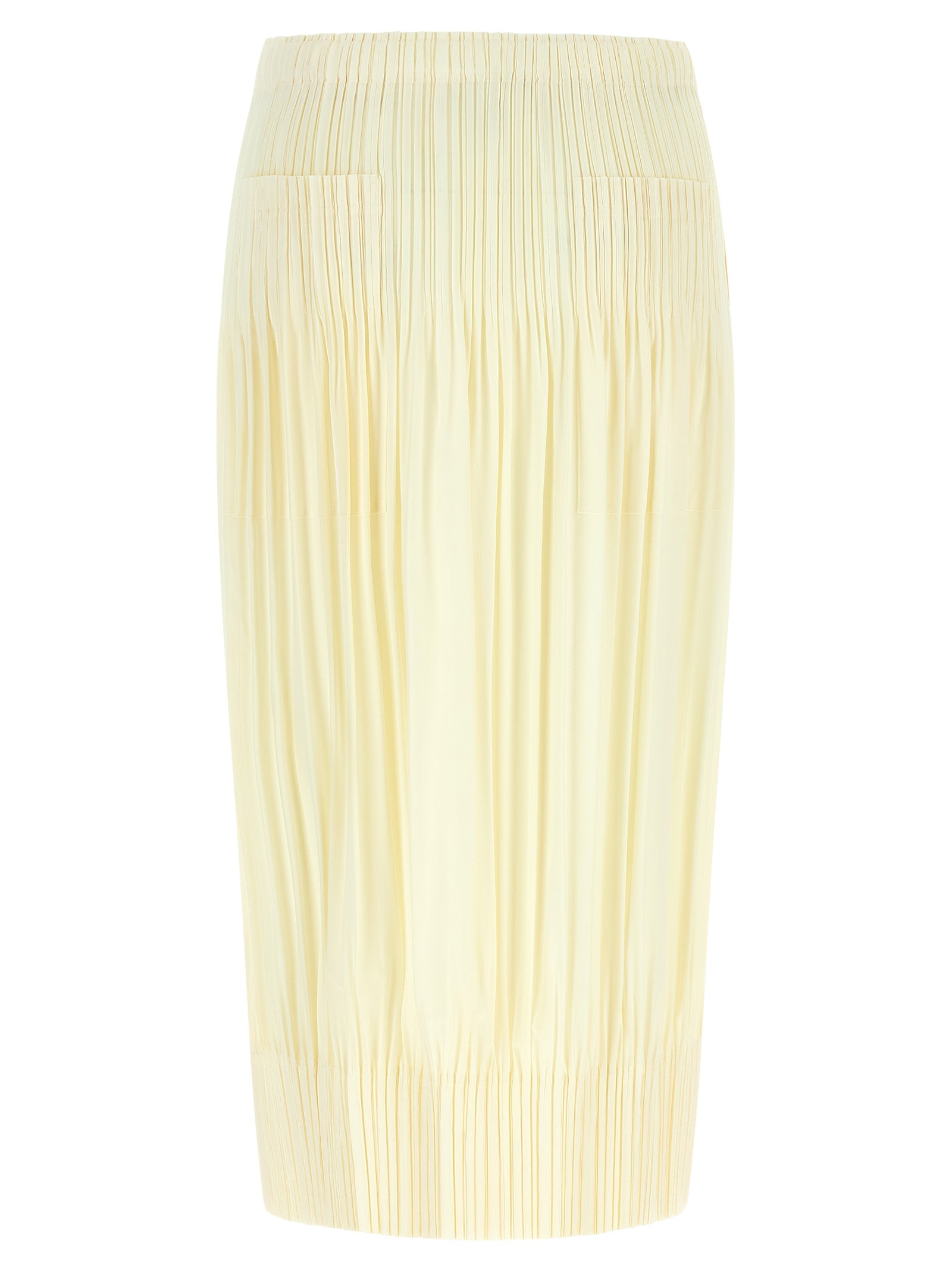 PLEATS PLEASE ISSEY MIYAKE Bicolor Polyester Midi Skirt