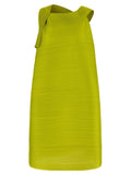 PLEATS PLEASE ISSEY MIYAKE Bicolor Polyester Midi Dress