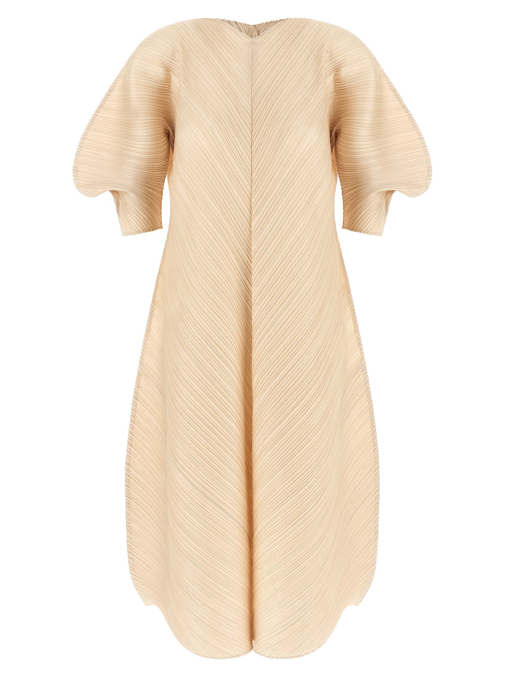 PLEATS PLEASE ISSEY MIYAKE Beige Polyester Midi Dress