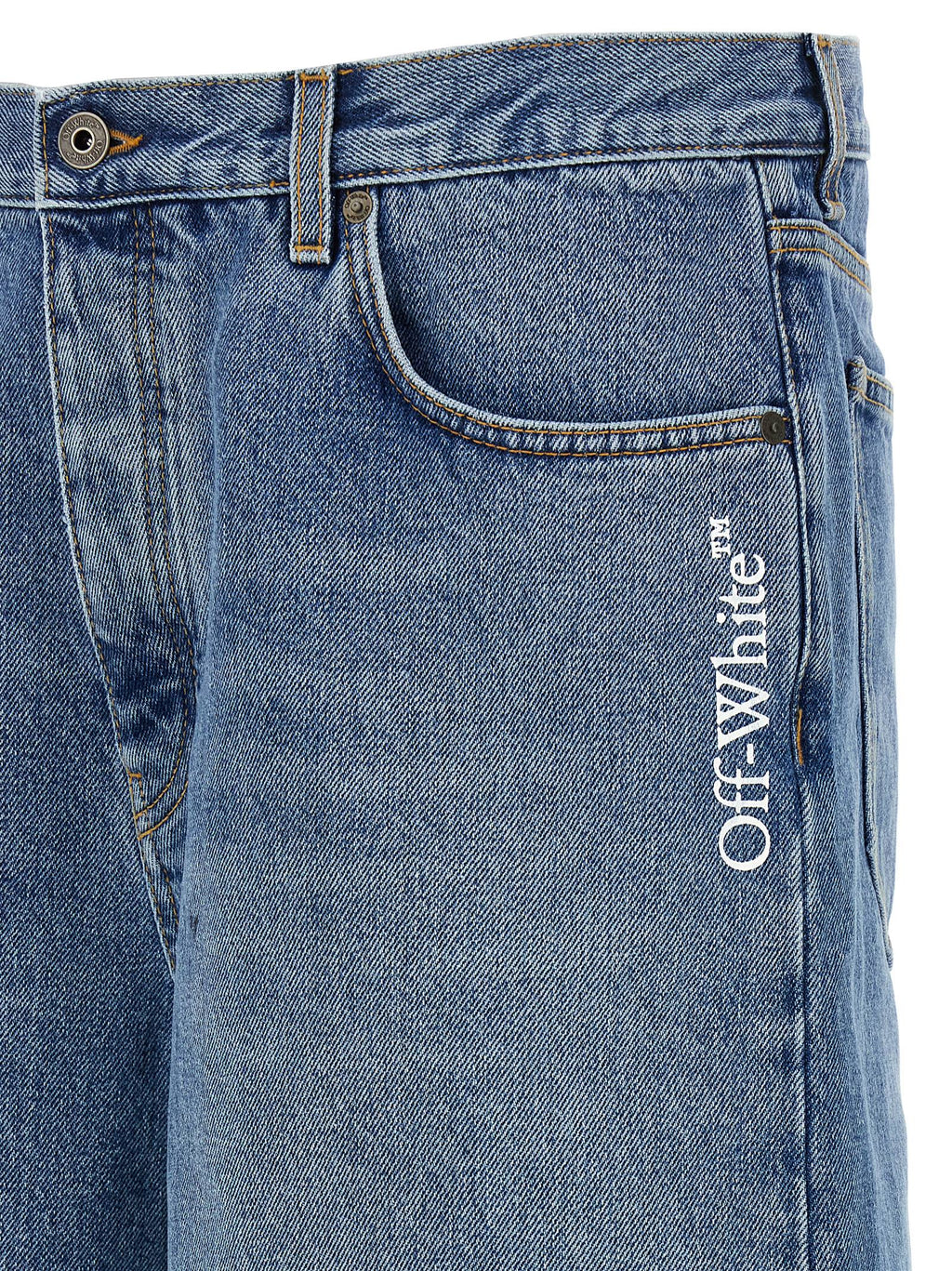 Off-White Blue Cotton Bermuda Shorts