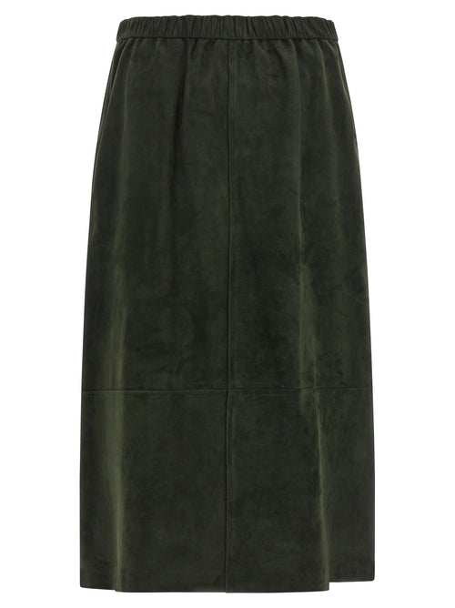'S Max Mara Bicolor Lamb Leather Midi Skirt