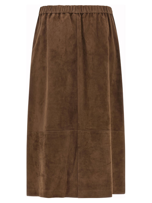 'S Max Mara Gold Lamb Leather Midi Skirt