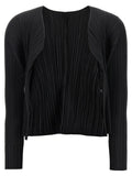 PLEATS PLEASE ISSEY MIYAKE Black Polyester Cardigan
