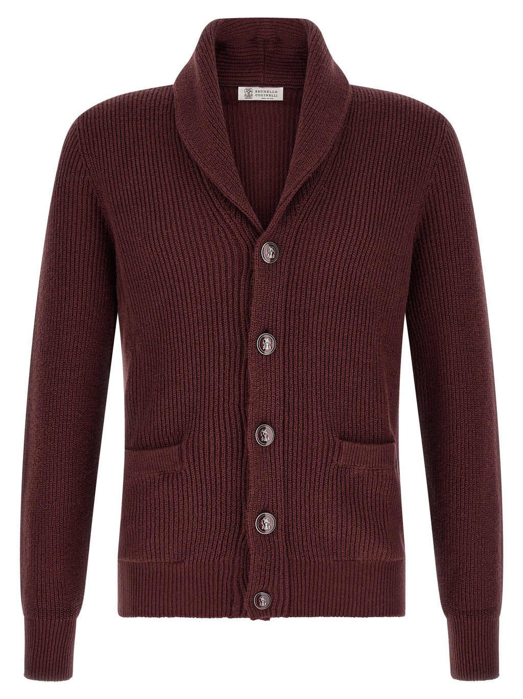 Brunello Cucinelli Bordeaux Cotton Cardigan