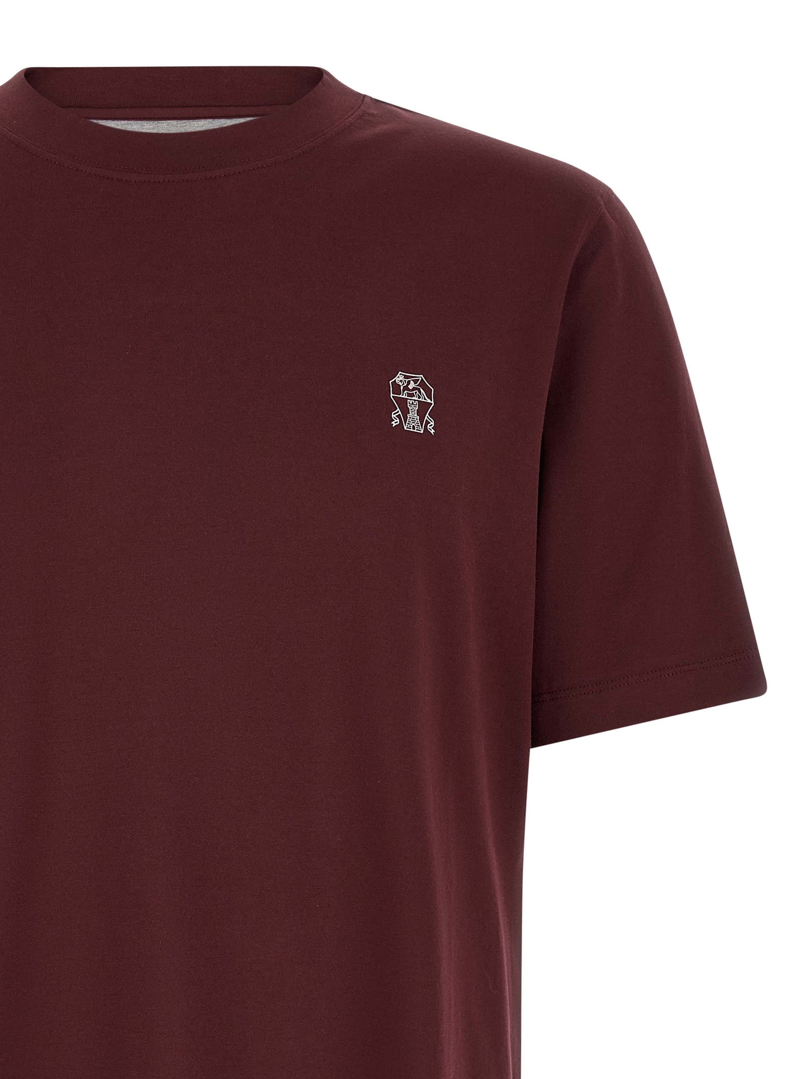 Brunello Cucinelli Bordeaux Cotton T-Shirt