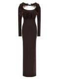 The Attico Brown Viscose Long Dress