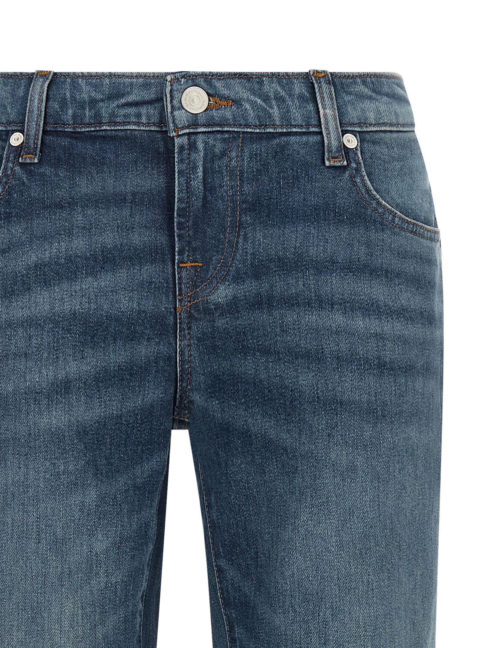 7 For All Mankind Blue Cotton Tapered Jeans