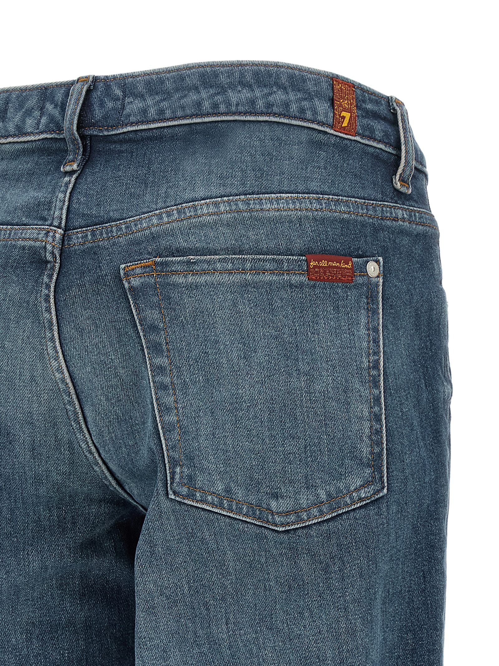 7 For All Mankind Blue Cotton Tapered Jeans