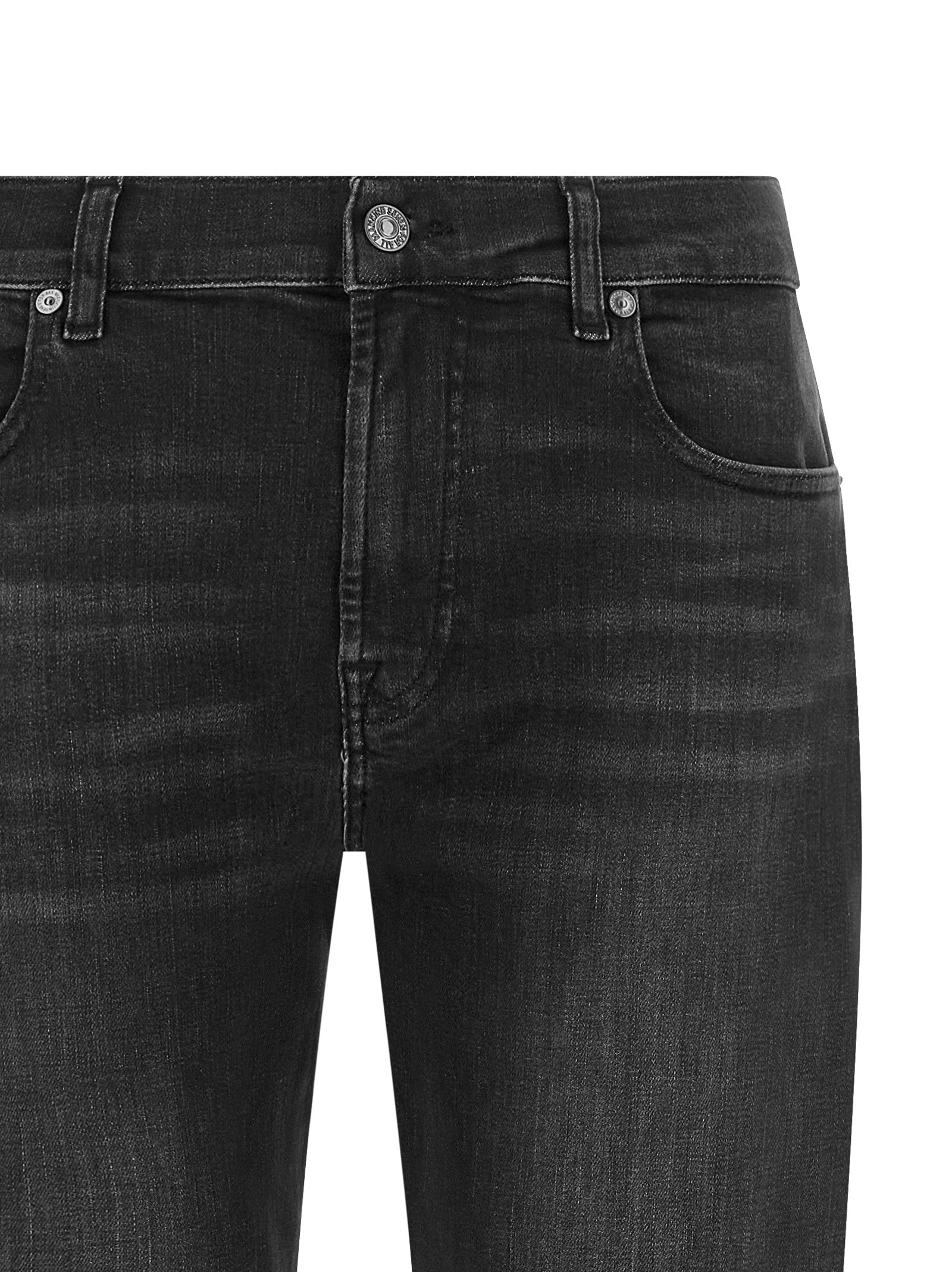 7 For All Mankind Black Cotton Relaxed Fit Jeans