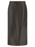 Alberta Ferretti Brown Lamb Leather Midi Skirt