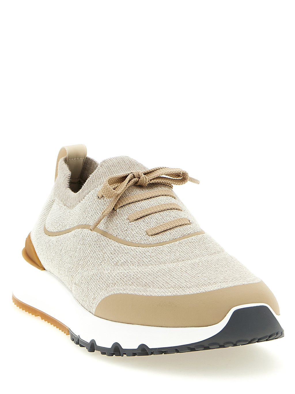 Brunello Cucinelli Beige Cotton Athletic Sneakers