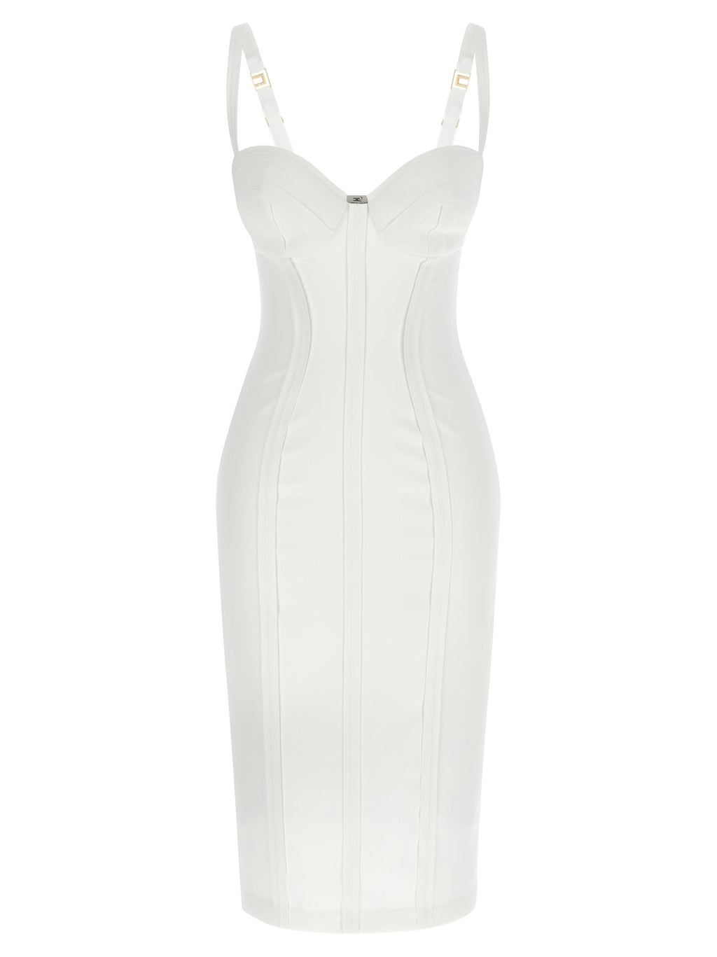 Elisabetta Franchi White Polyester Midi Dress