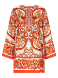 Dolce & Gabbana Orange Silk Short Dress