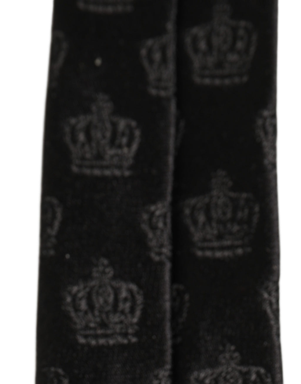 Dolce & Gabbana Men Black Crown Print Silk Adjustable Tied Necktie Tie