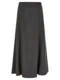 Peserico Gray Virgin Wool Midi Skirt