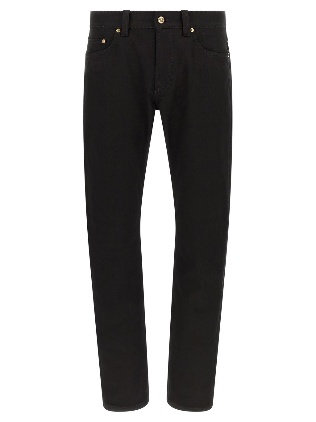 Versace Black Cotton Straight-Leg Jeans