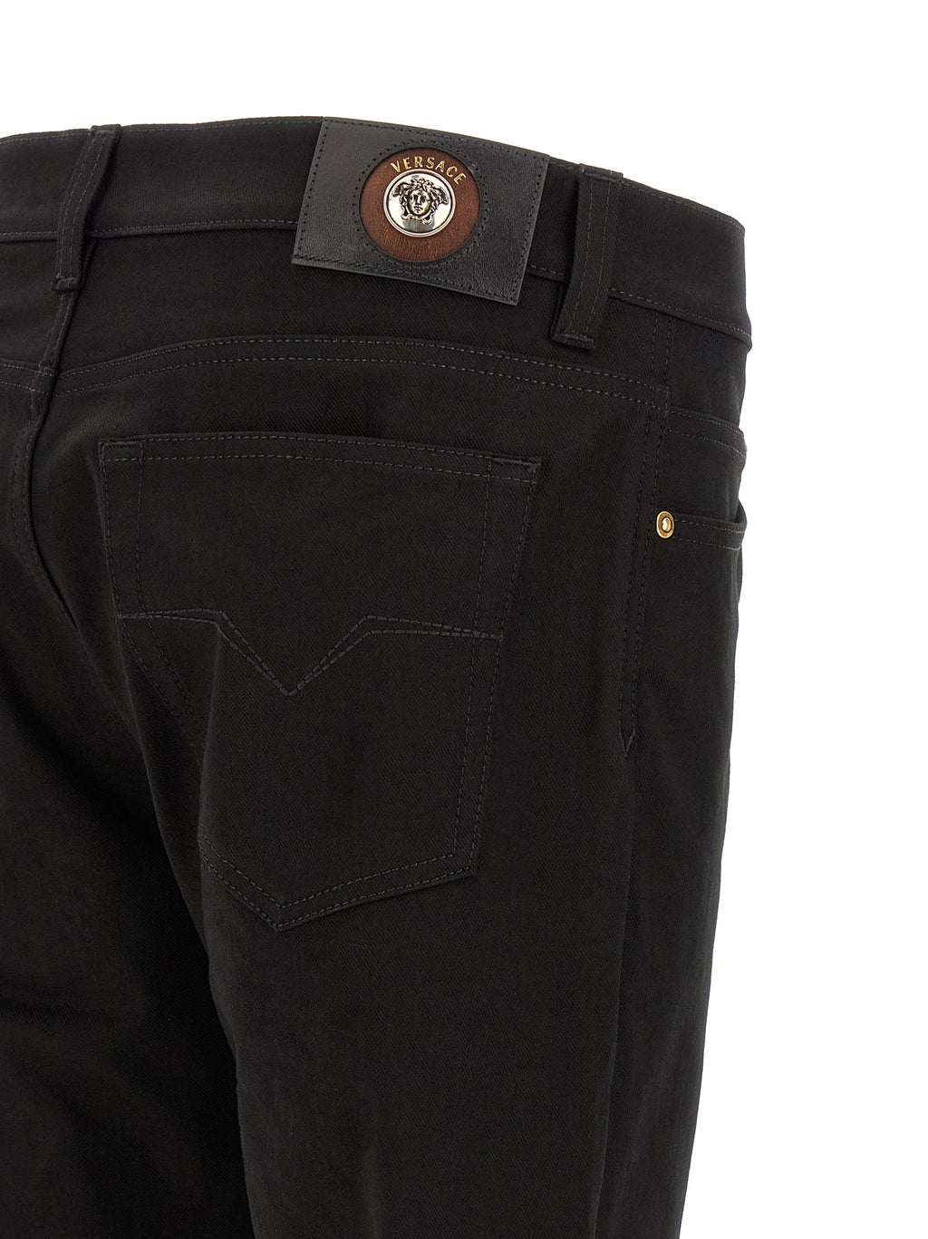 Versace Black Cotton Straight-Leg Jeans