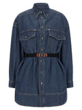 Versace Blue Cotton Short Dress
