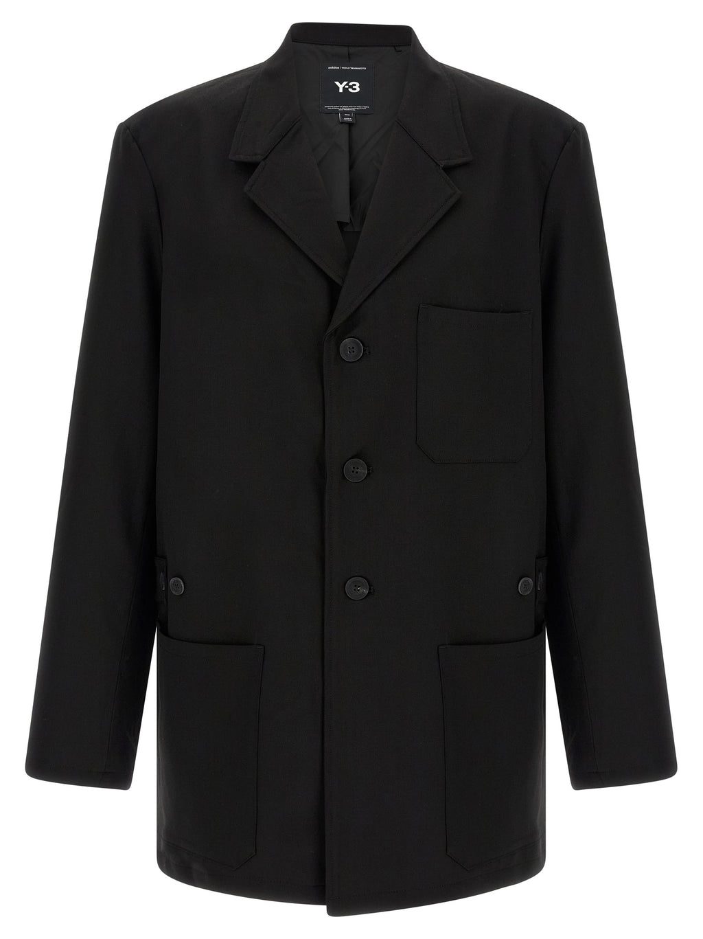 Y-3 Black Wool Full-Length Jacket