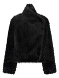 B&B COUTURE Black Polyester Full-Length Jacket