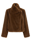 B&B COUTURE Brown Polyester Coat