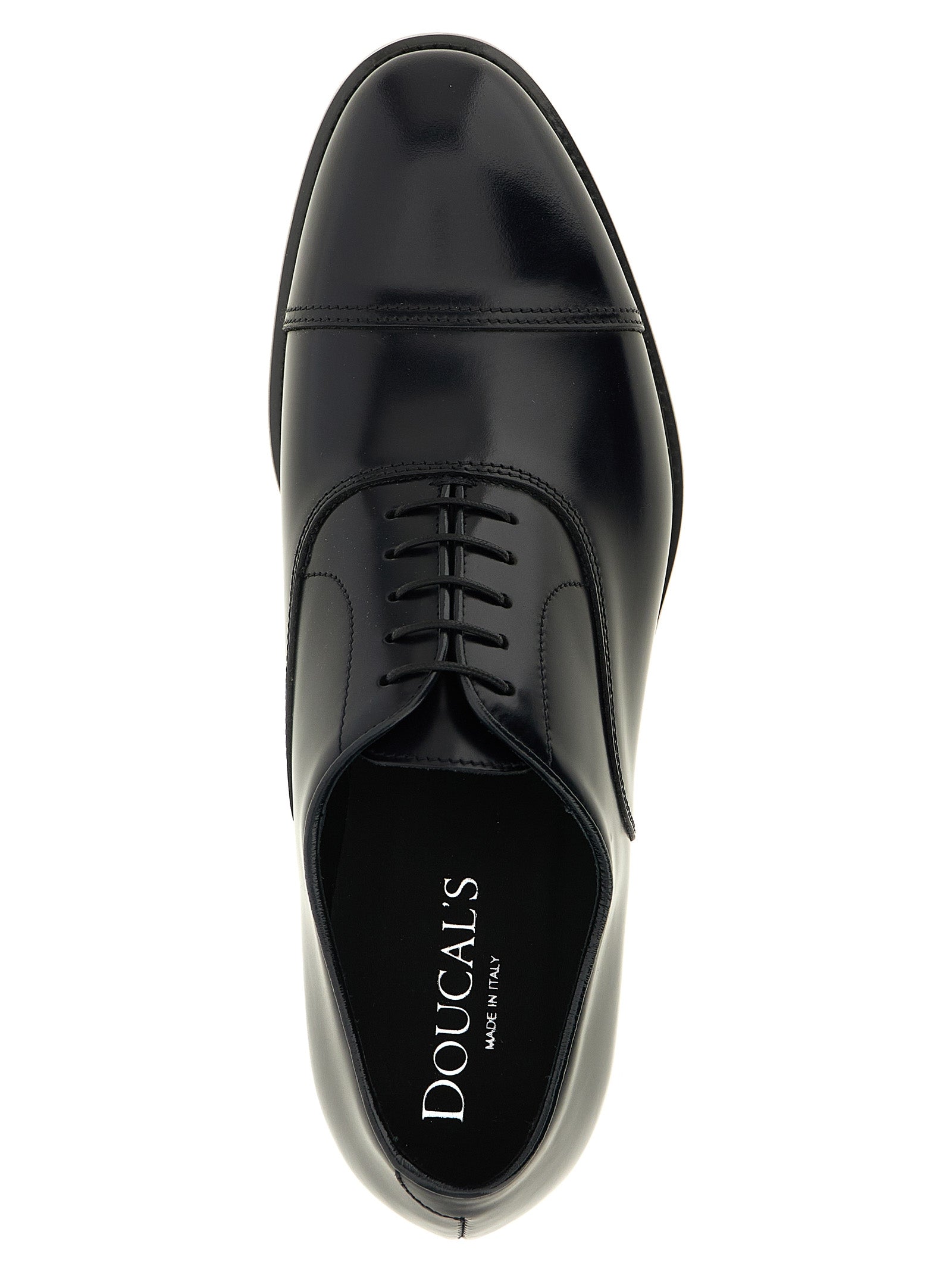 Doucal's Black Lamb Leather Oxfords And Derbies