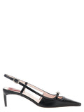 Roger Vivier Black Calfskin Mid Heel Pumps