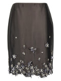 Prada Gray Silk Midi Skirt