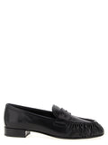 Prada Black Buffalo Leather Slip-On Loafers