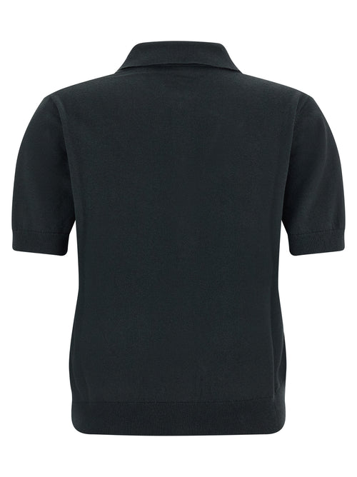 'S Max Mara Black Cotton Polo Shirt