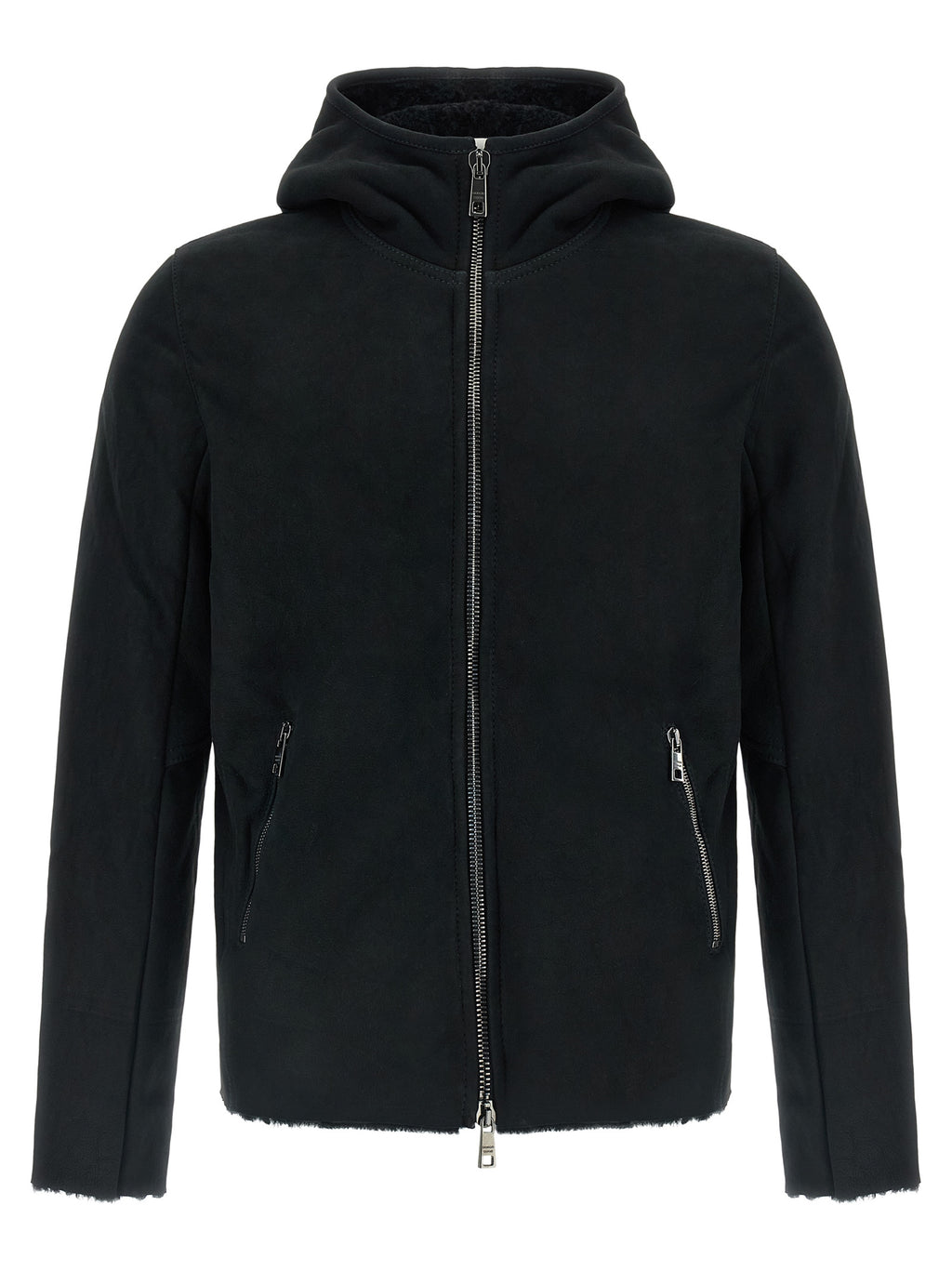 GIORGIO BRATO Black Lamb Leather Sweatshirt