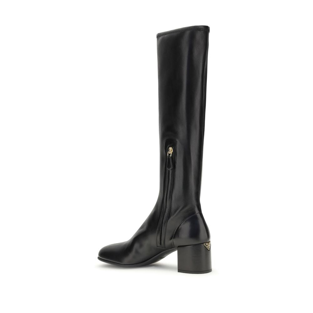 Prada Black Rubber High Heel Boots