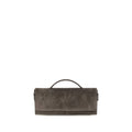 Brunello Cucinelli Brown Suede Leather Handbag