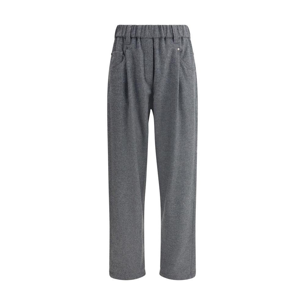 Brunello Cucinelli Gray Wool Oves Aries Casual Pants