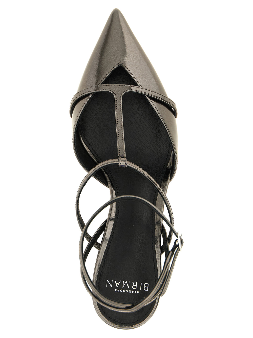 Alexandre Birman Silver Calfskin Mid Heel Pumps