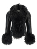 The Andamane Black Polyester Leather Jacket