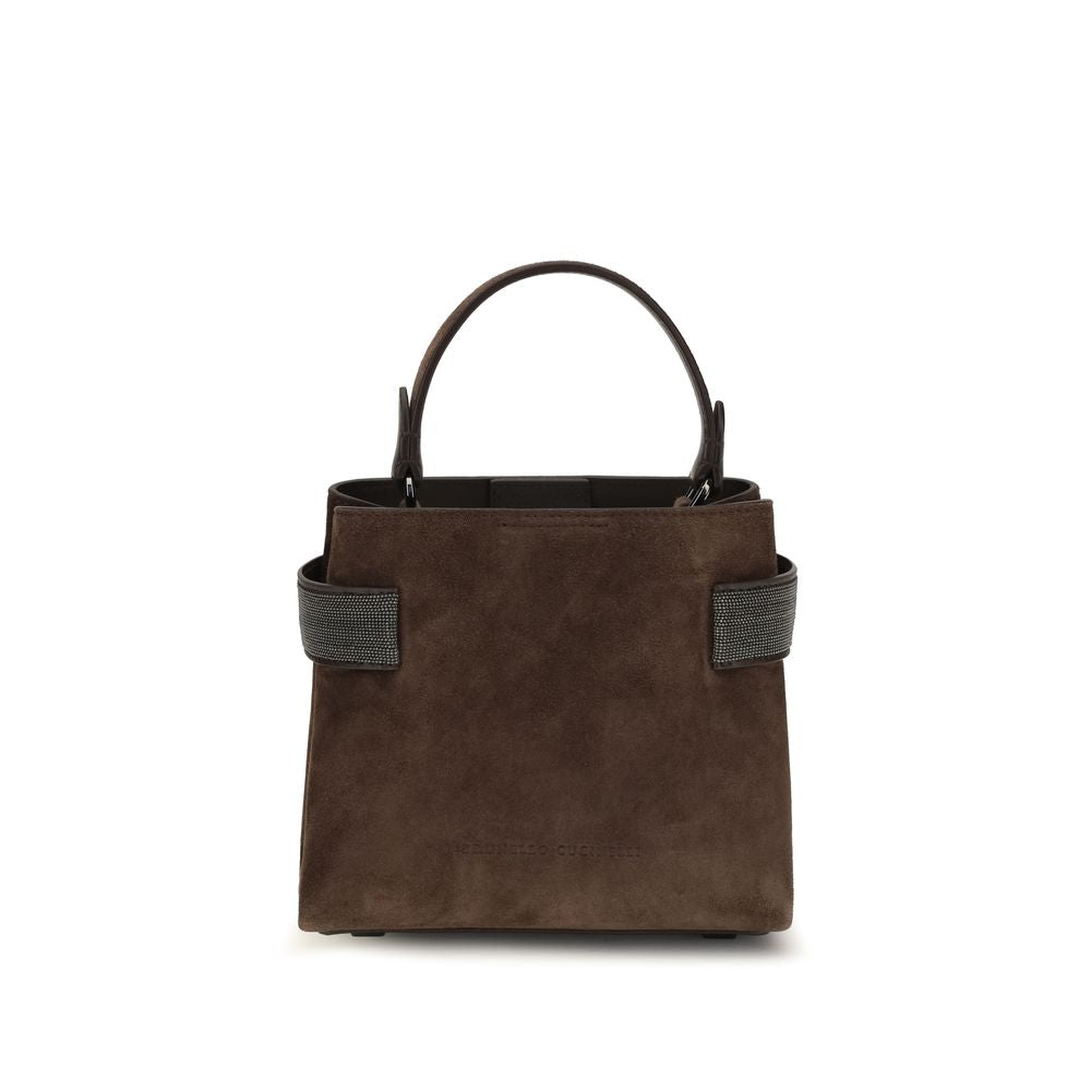 Brunello Cucinelli Brown Calf Leather Bos Taurus Shoulder Bag