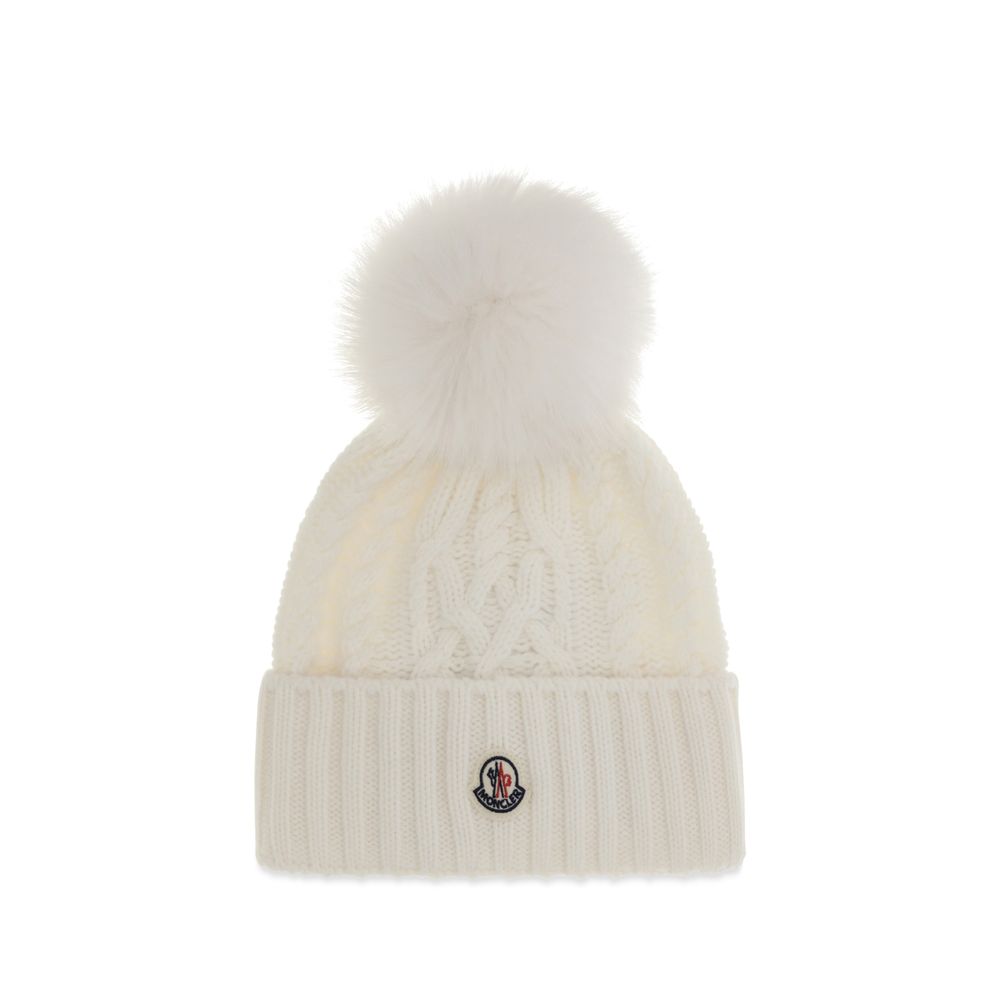 Moncler White Wool Oves Aries Beanie