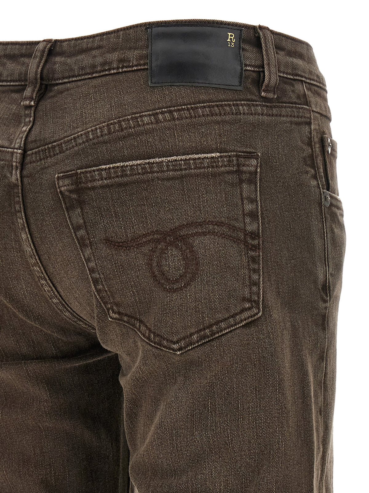R13 Brown Cotton Flared Jeans
