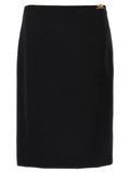 Versace Black Virgin Wool Midi Skirt