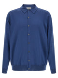 JOHN SMEDLEY Blue Merino Wool Blouse
