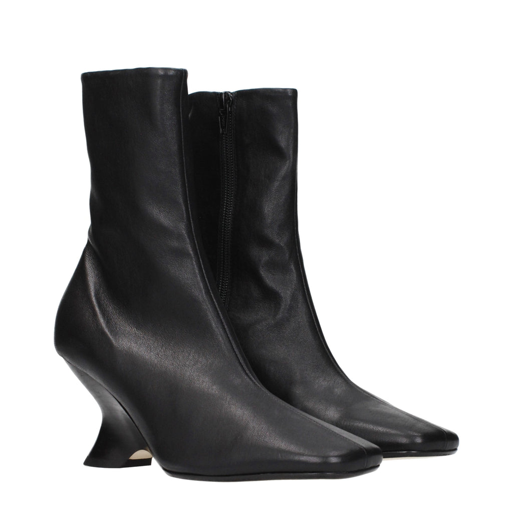 Dries Van Noten Black Leather Ankle Boots