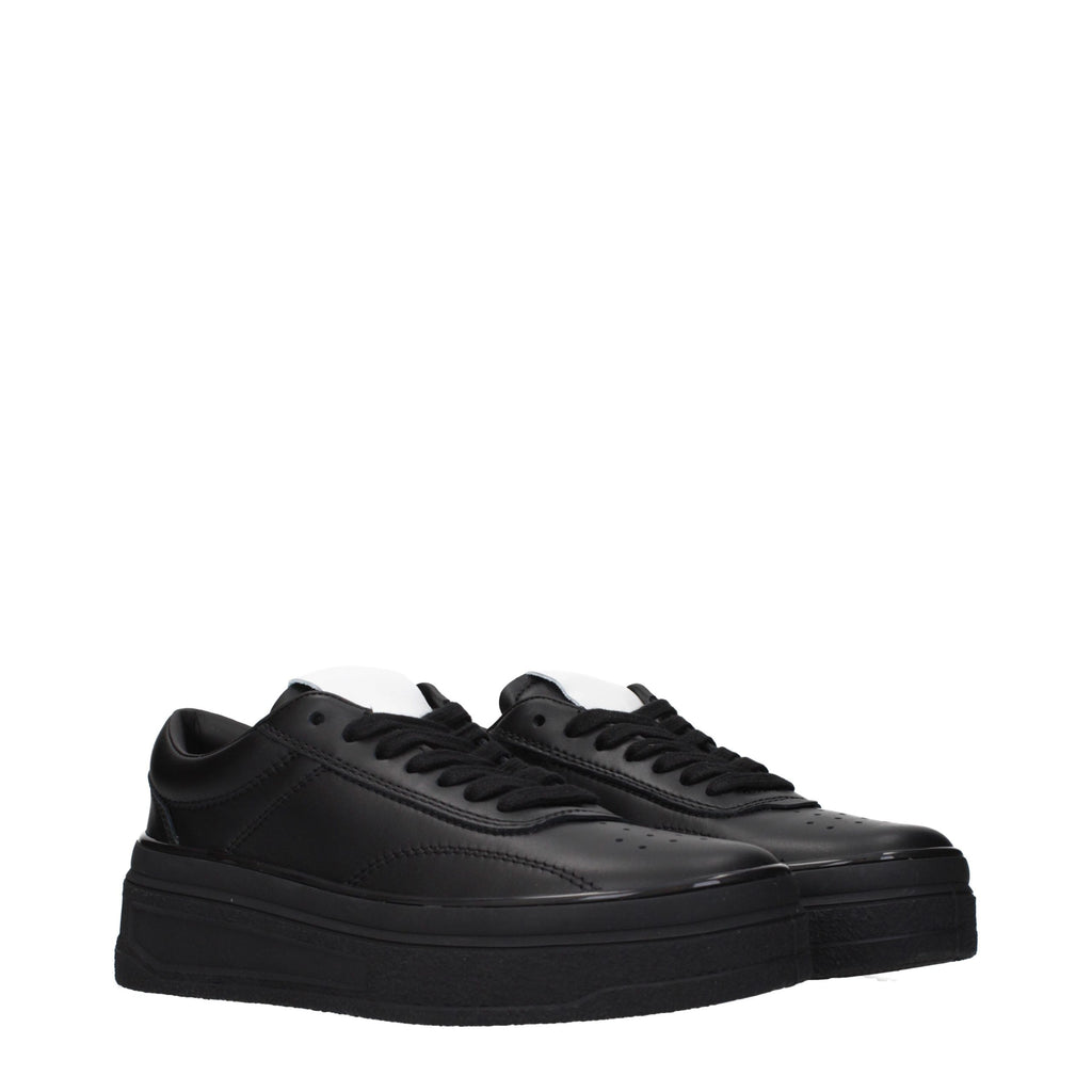 Jil Sander Black Leather Platform Sneakers