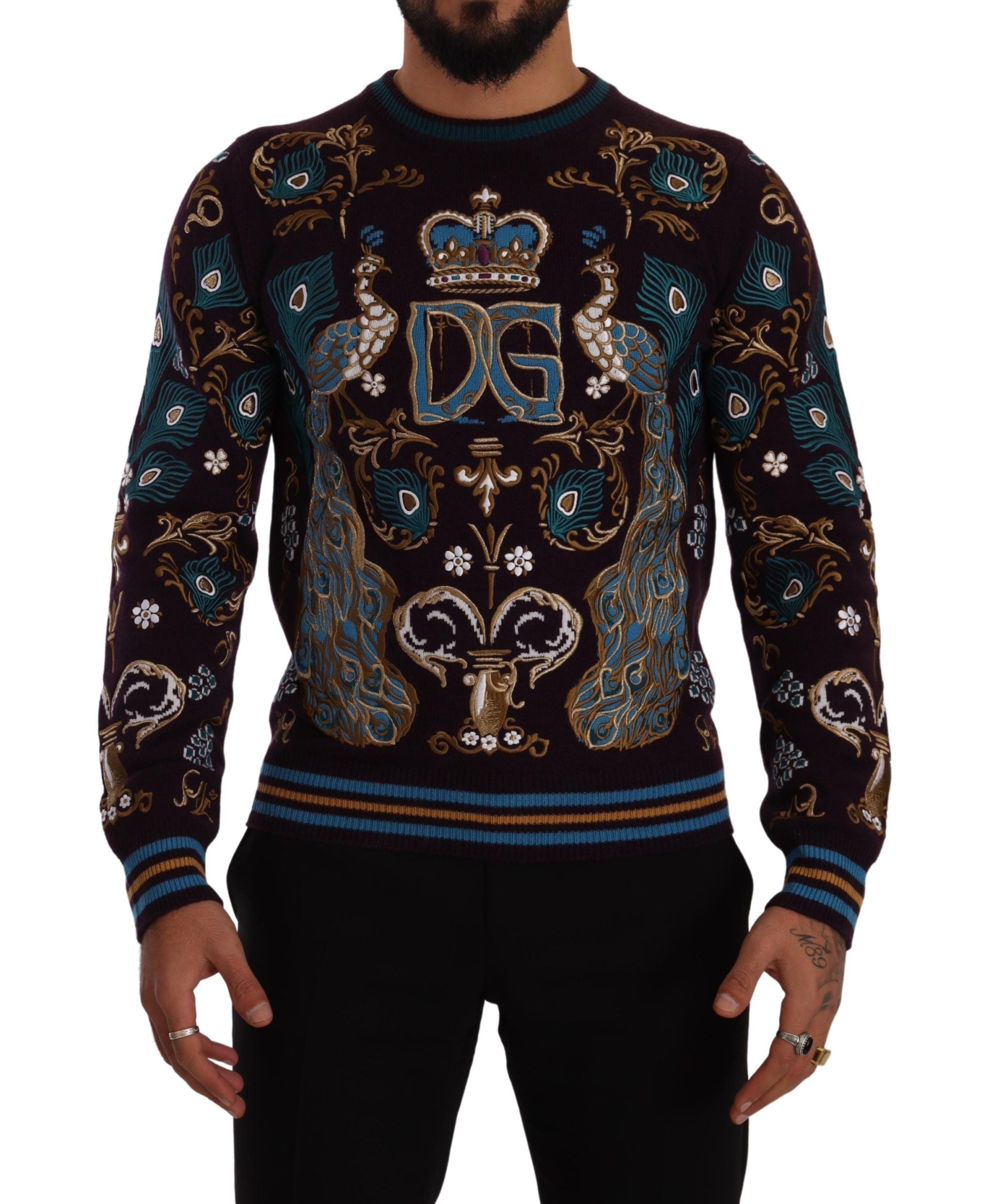 Bordeaux Cashmere DG Crown Embroidered Sweater