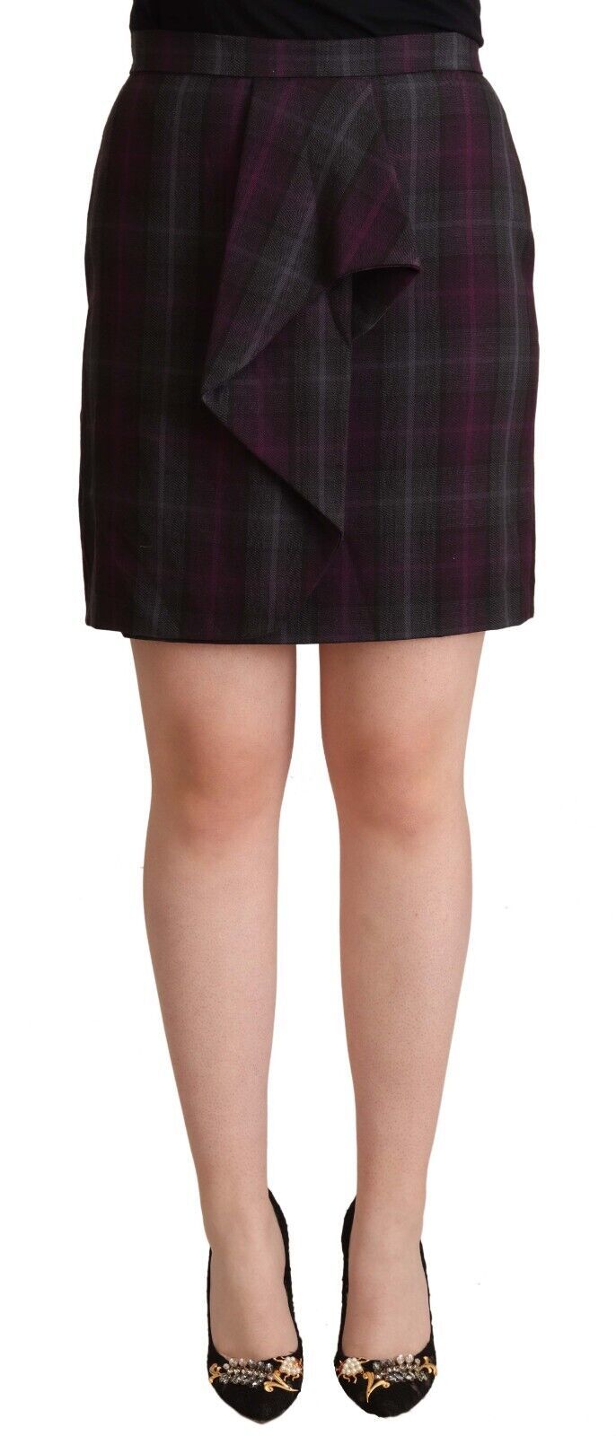 Multicolor Checkered Ruffle High Waist Mini Skirt