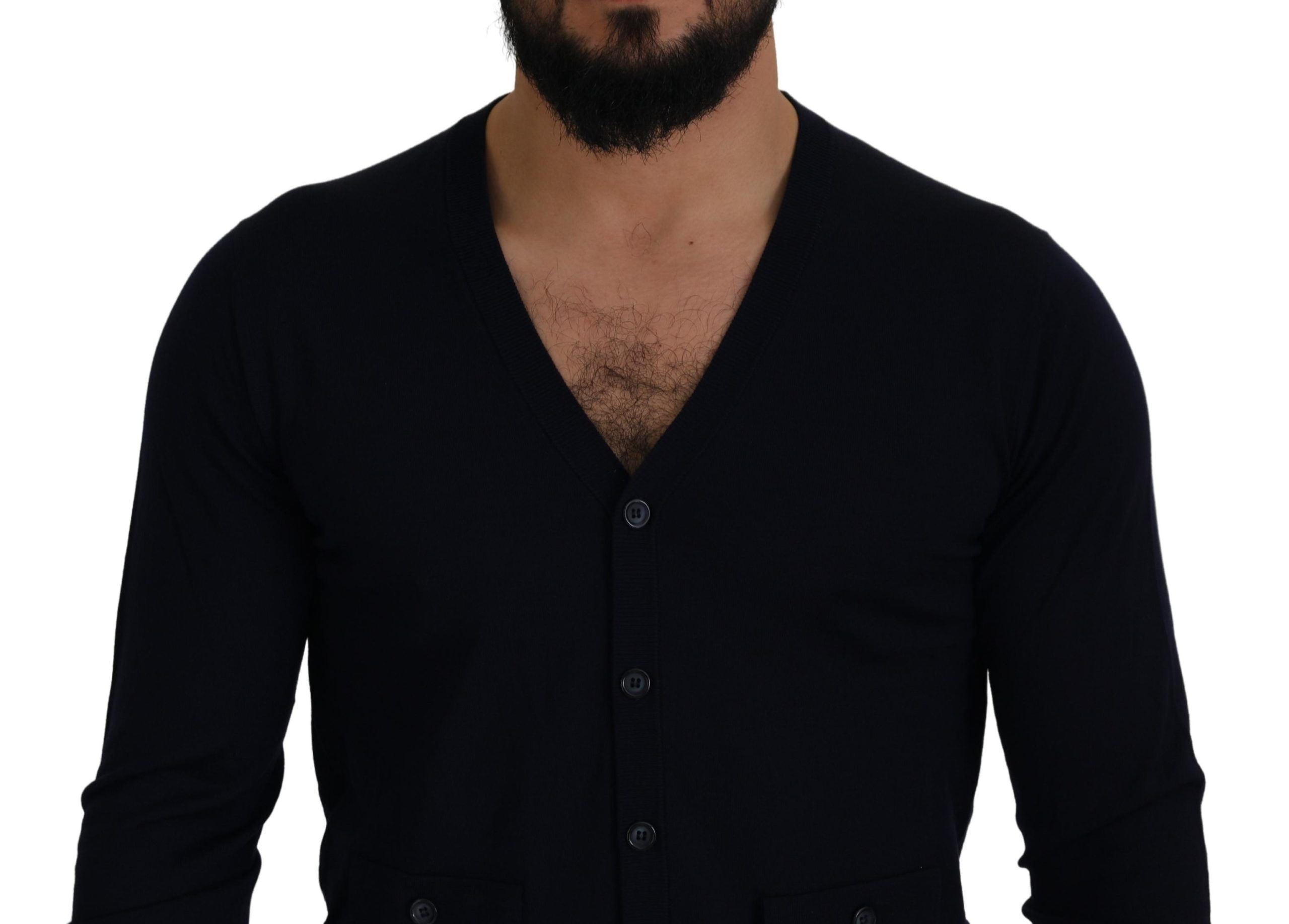Blue Wool STAFF Down Cardigan Sweater