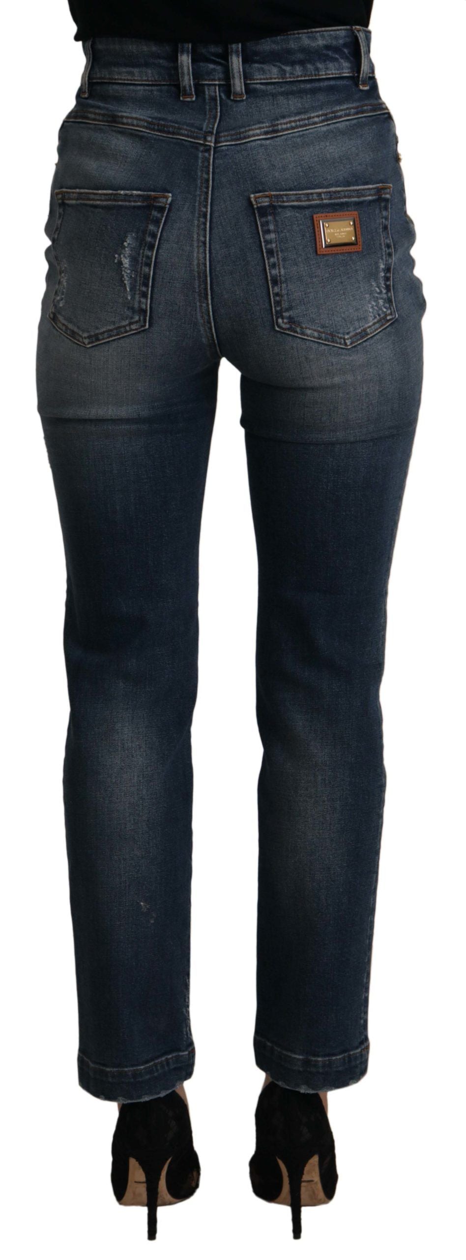 Blue Denim Crystal Embellished Pants Jeans