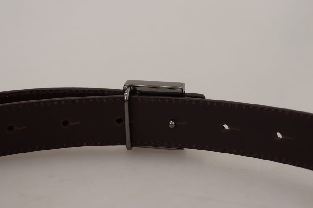 Gold Leather Silver Square Metal Buckle Belt