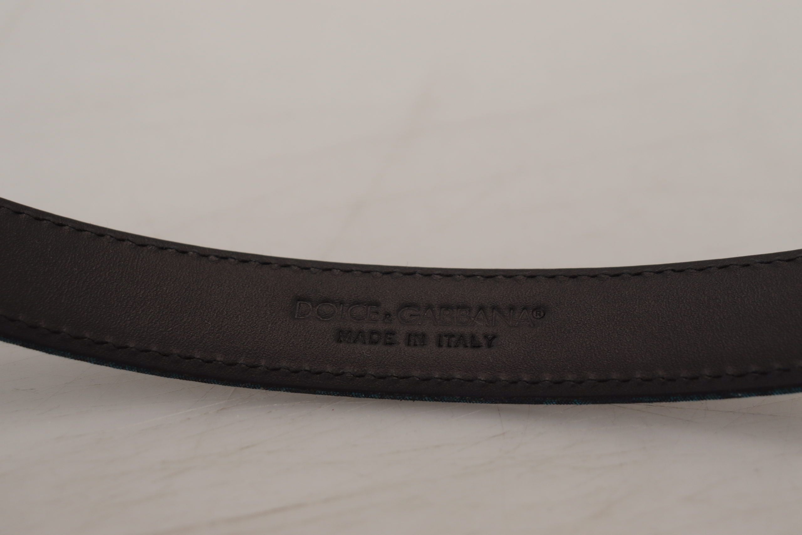 Blue Jacquard Moire Silver Metal Belt Men