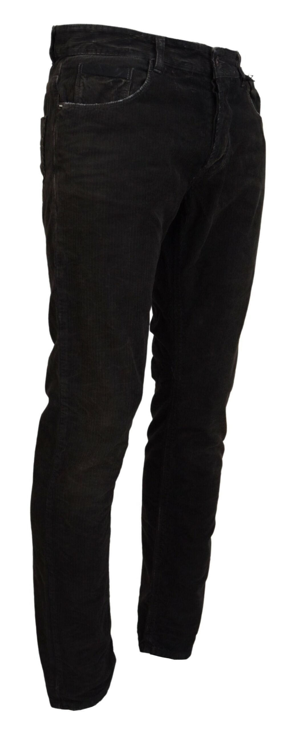 Gray Cotton Corduroy Men Casual Jeans
